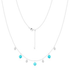 Fabulous Turquoise White Gold White Diamond Charm Necklace for Her