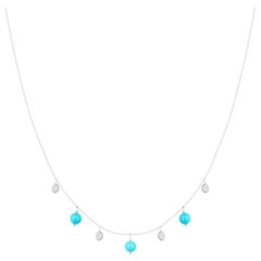 Fabulous Turquoise White Gold White Diamond Charm Necklace for Her