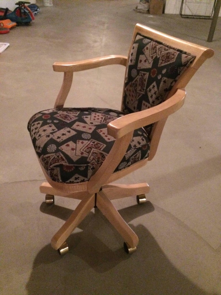 Fabulous TwoSided Maple Game Table with Matching Adjustable Chairs at