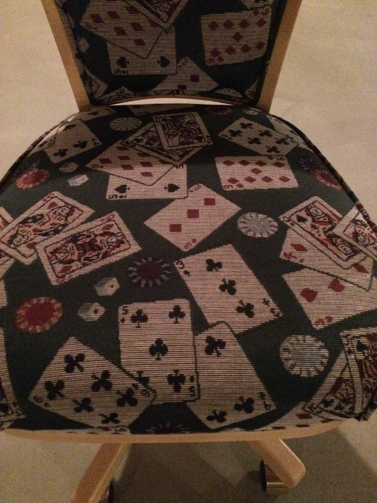 Fabulous TwoSided Maple Game Table with Matching Adjustable Chairs at