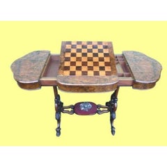 Fabulous Unusual Victorian Burr Walnut Antique Games Table and Desk