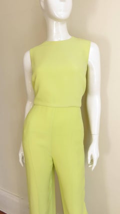 Valentino Chartreuse Silk Back Cutout Jumpsuit 2000s