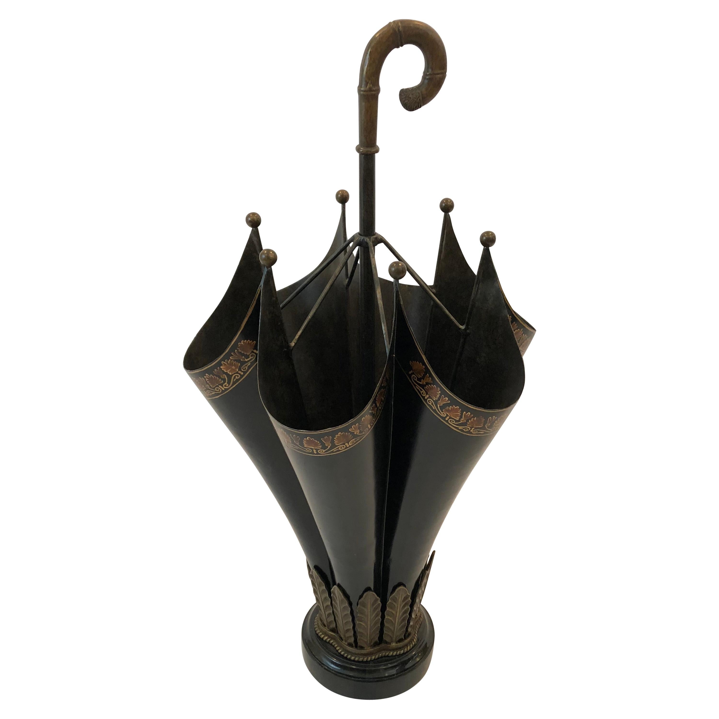 Fabulous Very Large Paint Decorated Metal Umbrella Stand