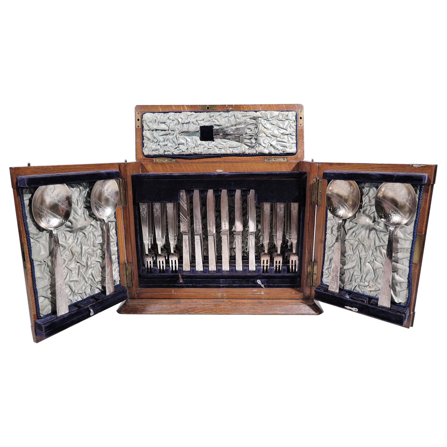 Fabulous Victorian Aesthetic Fruit Set for 18 in Wood Case