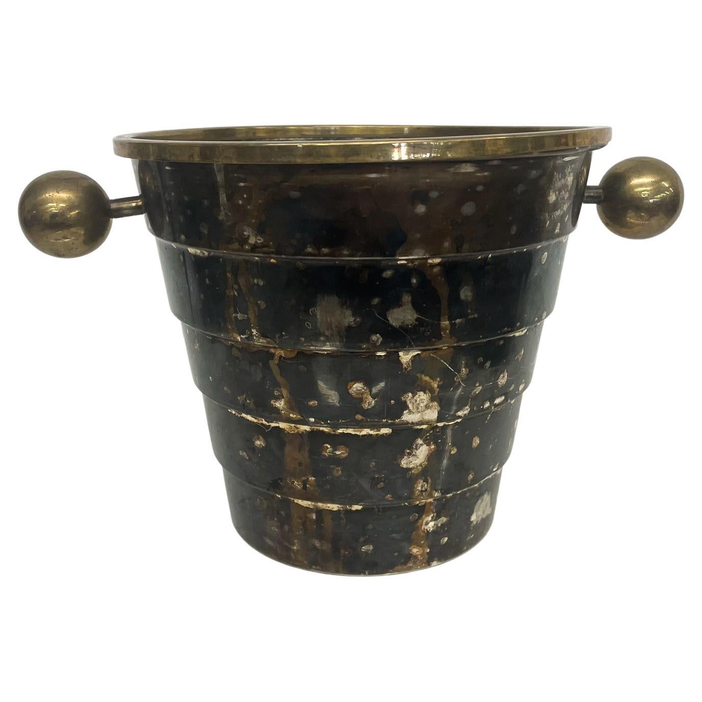  Fabulous Vintage Champagne Ice Bucket Silver Brass Larry Laslo for Towle Italy