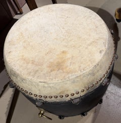 Fabulous Vintage Chinese Hide Drum Table #2