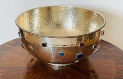 Favolosa ciotola d'argento martellata a mano di Fitz and Floyd, impreziosita da una decorazione