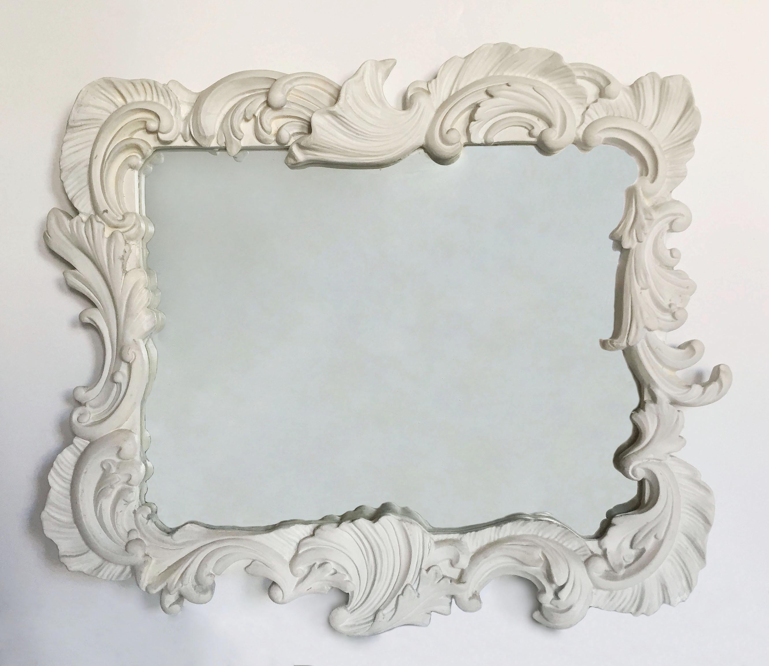 Dated 1951 on the mirror on the reverse. A period exuberant large plaster form. Style of Serge Roche and Dorothy Draper. Designer is unknown. 