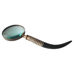 Fabulous Vintage Magnifying Glass Braided Bone Handle and Brass