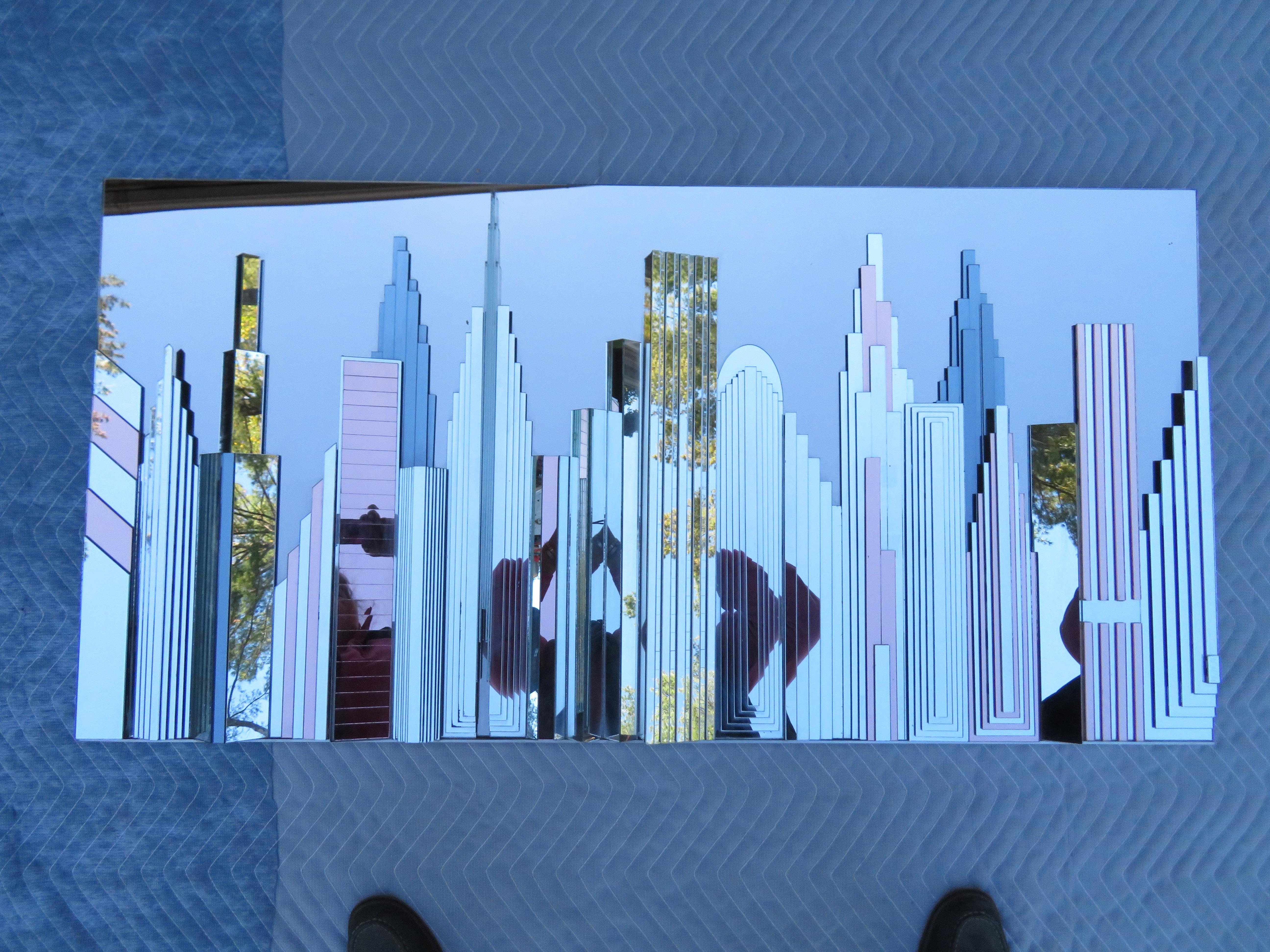 Fabelhafter New Yorker Skyline-Spiegel-Wandspiegel, Mid-Century Modern im Angebot 6