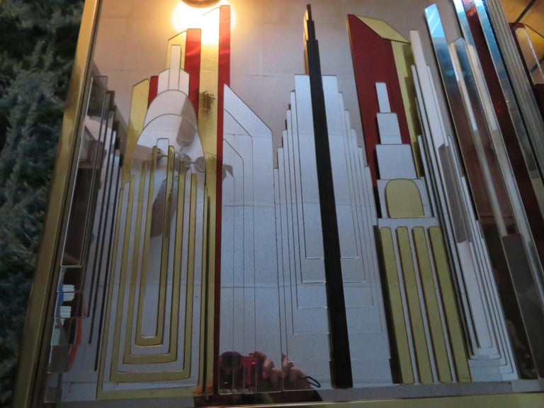 Fabulous Vintage New York City Skyline Mirror Wall Art MidCentury