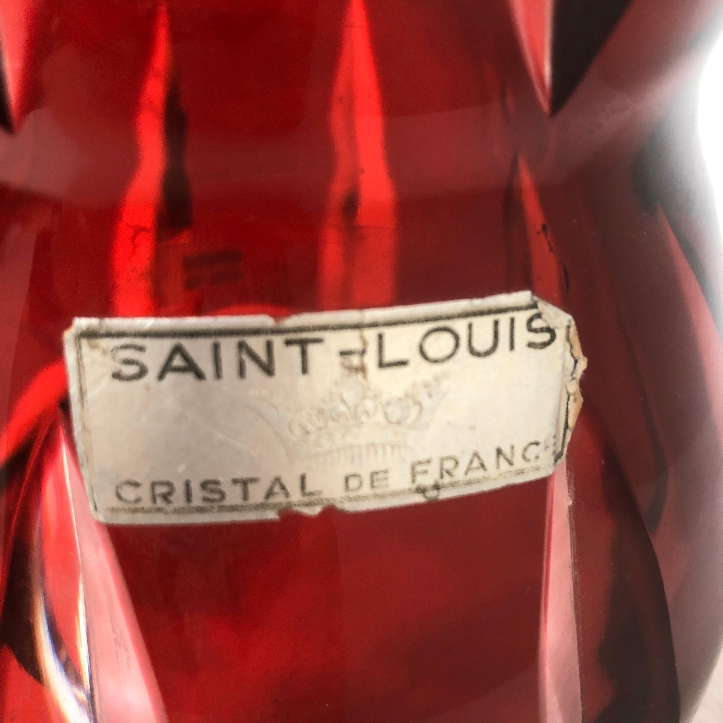 Fabuleuse lampe de table française en cristal rouge rubis de la manufacture Saint Louis en vente 2