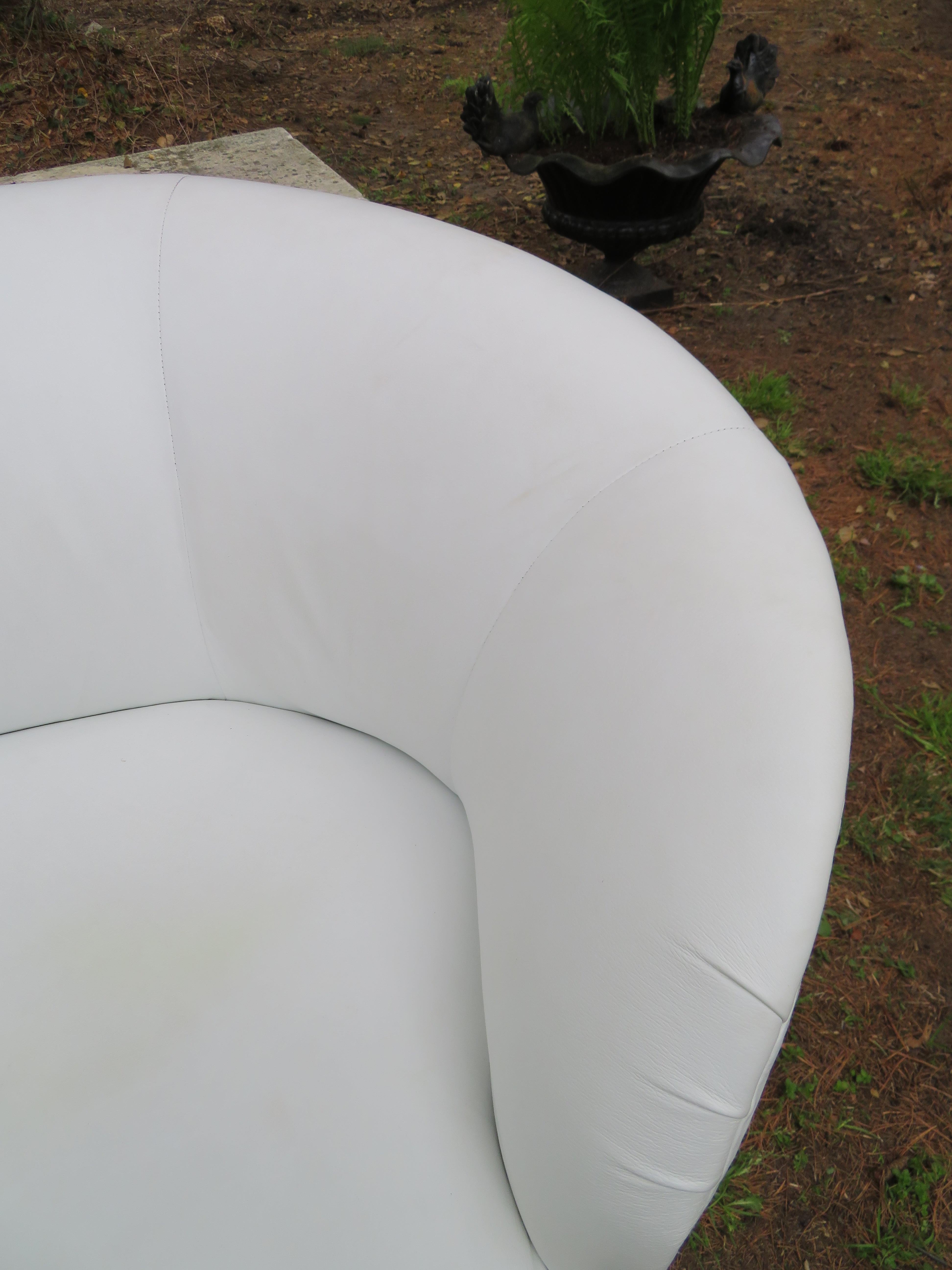 Mid-Century Modern Fabulous White Leather Cloud Sofa Weiman, 1980s For Sale