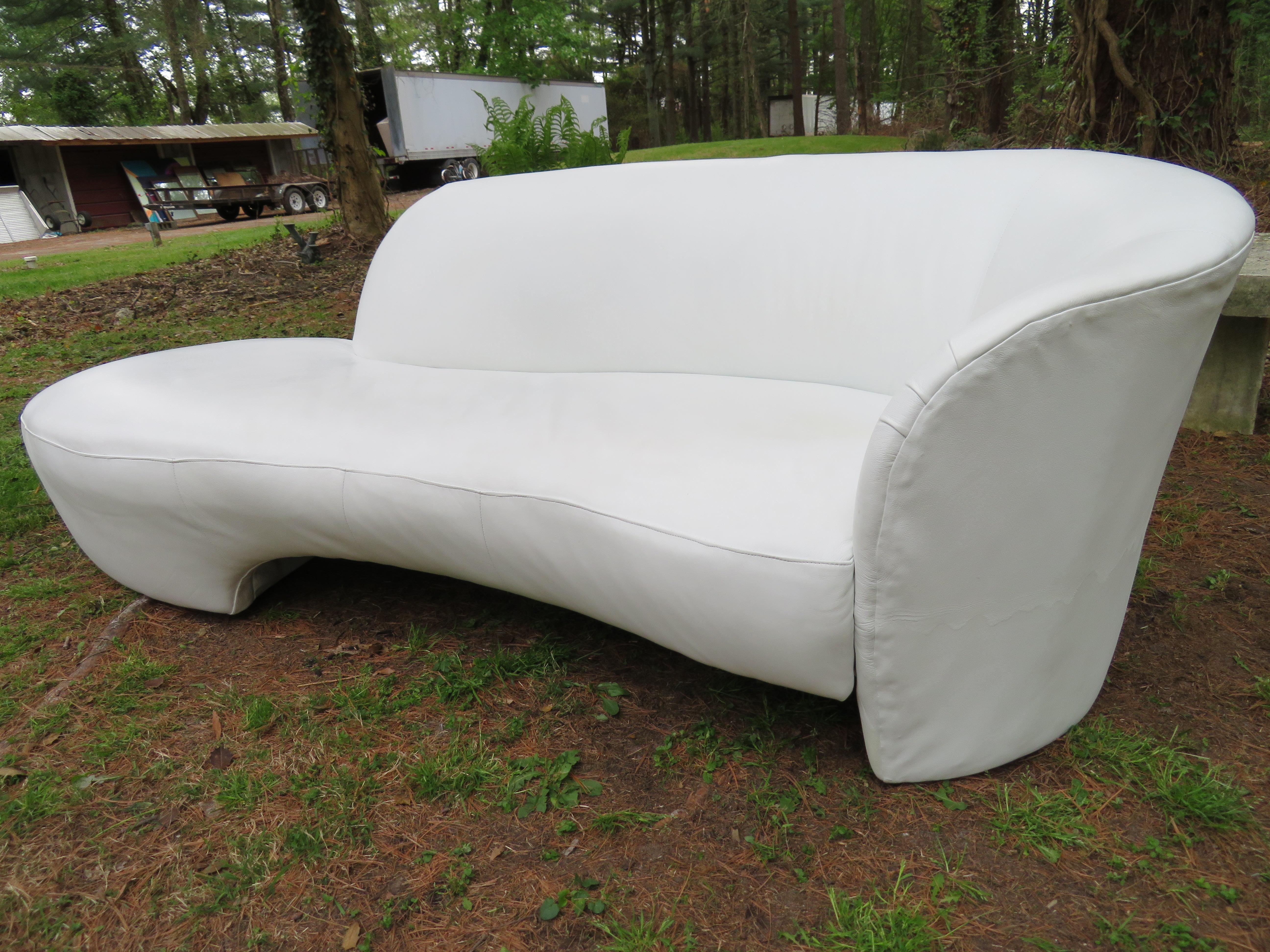 American Fabulous White Leather Cloud Sofa Weiman, 1980s For Sale