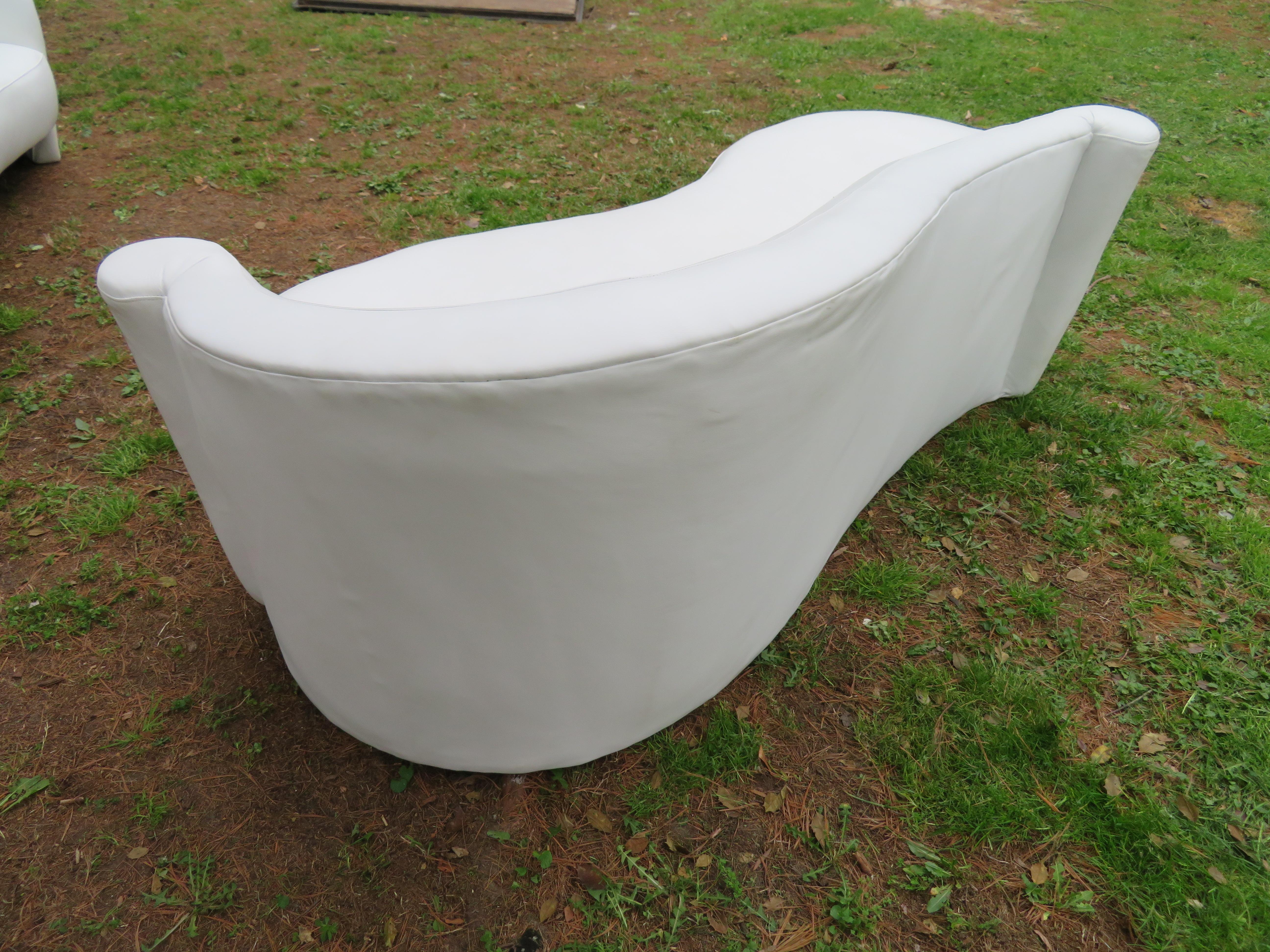 Fabulous White Leather Scrolled Arm Cloud Sofa Weiman, 1980s 2
