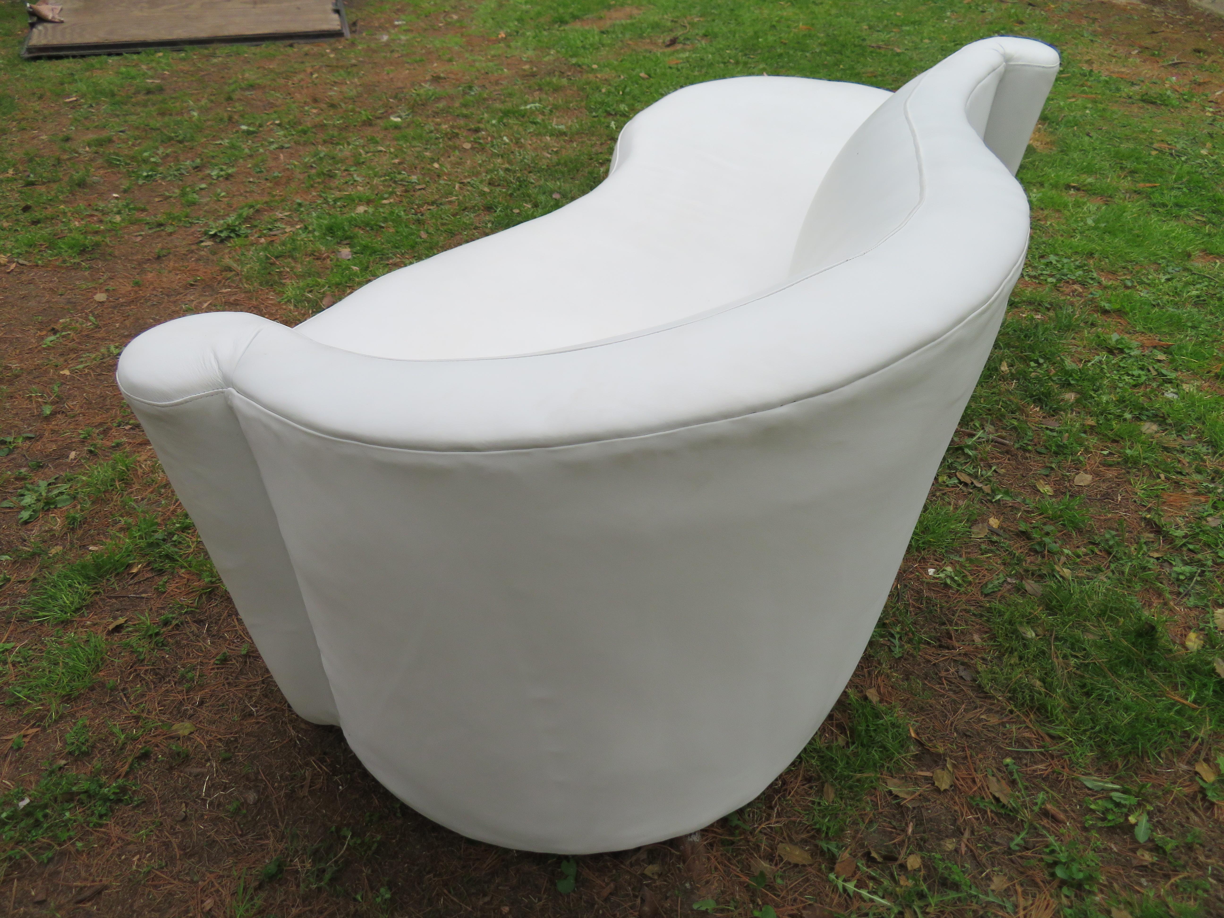 Fabulous White Leather Scrolled Arm Cloud Sofa Weiman, 1980s 3