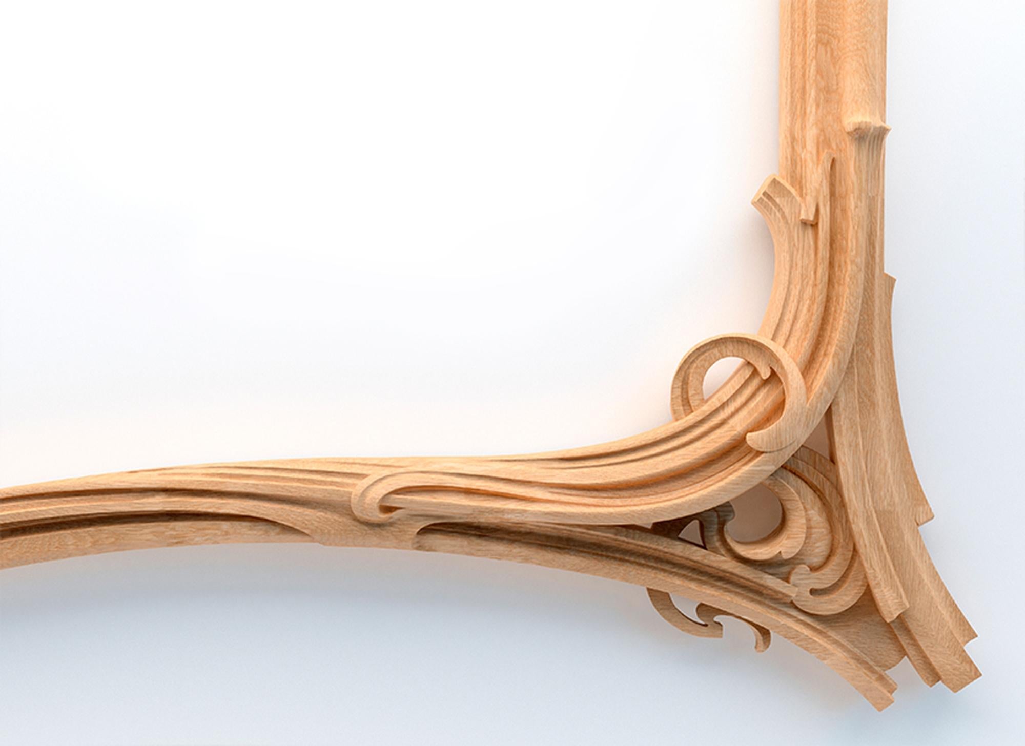 Falegnameria Favolosa cornice per specchio da parete in stile Art Nouveau con gigli in vendita