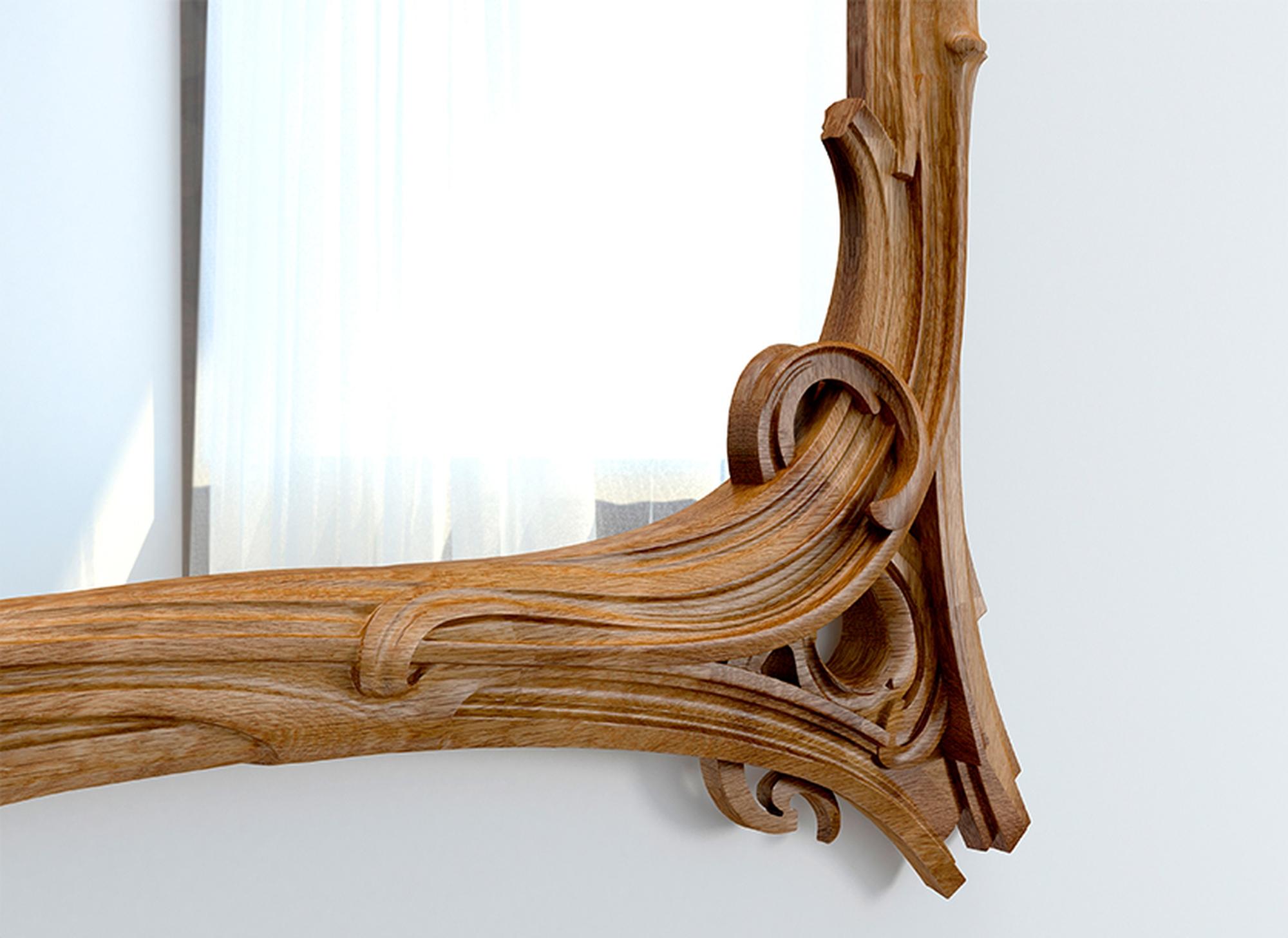 Quercia Favolosa cornice per specchio da parete in stile Art Nouveau con gigli in vendita