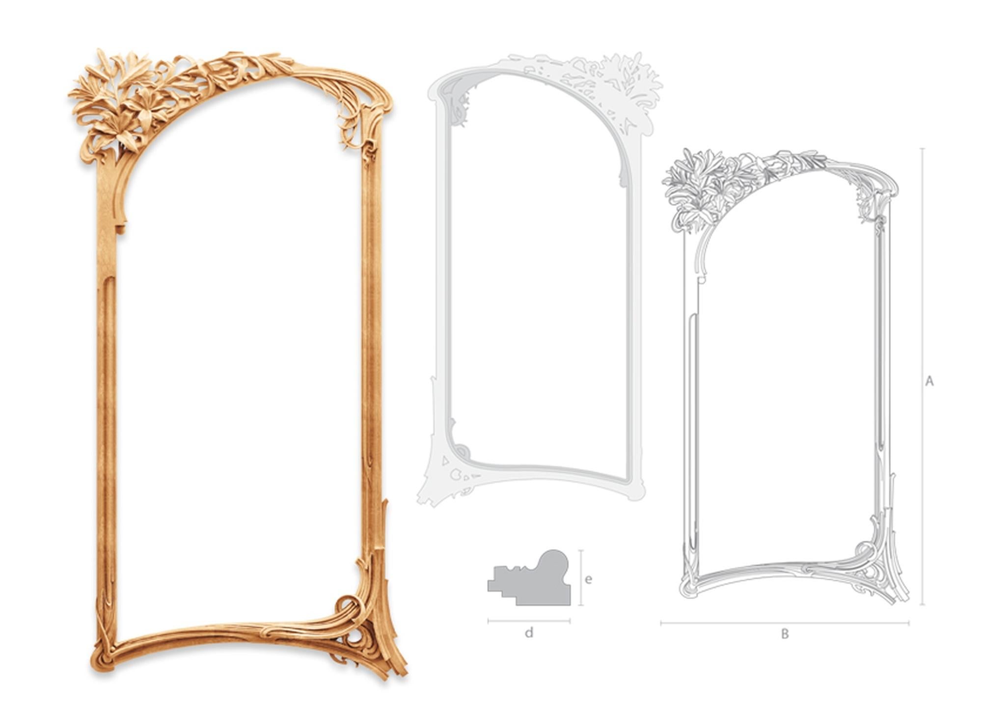 XXI secolo e contemporaneo Favolosa cornice per specchio da parete in stile Art Nouveau con gigli in vendita