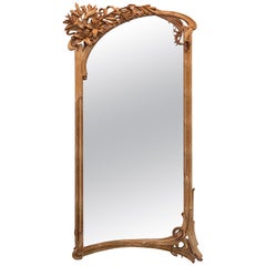 Fabulous Wall Mirror Frame in Art Nouveau style with lilies