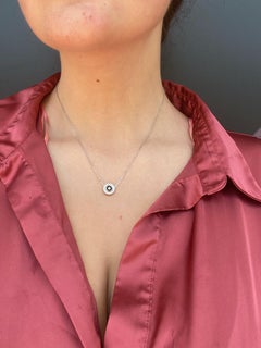 Fabulous White Gold Diamond Dangle Pendant Necklace for Her with Black Enamel