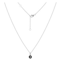 Fabulous White Gold Diamond Dangle Pendant Necklace for Her with Black Enamel
