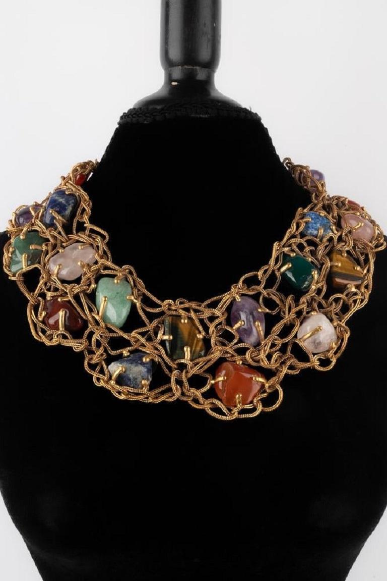 Fabulous Yves Saint Laurent Stone Necklace, 1988 In Excellent Condition In SAINT-OUEN-SUR-SEINE, FR