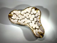 Fabulously Continental Gold Enamel Textured Glaze Ceramic Italian Table Ashtray