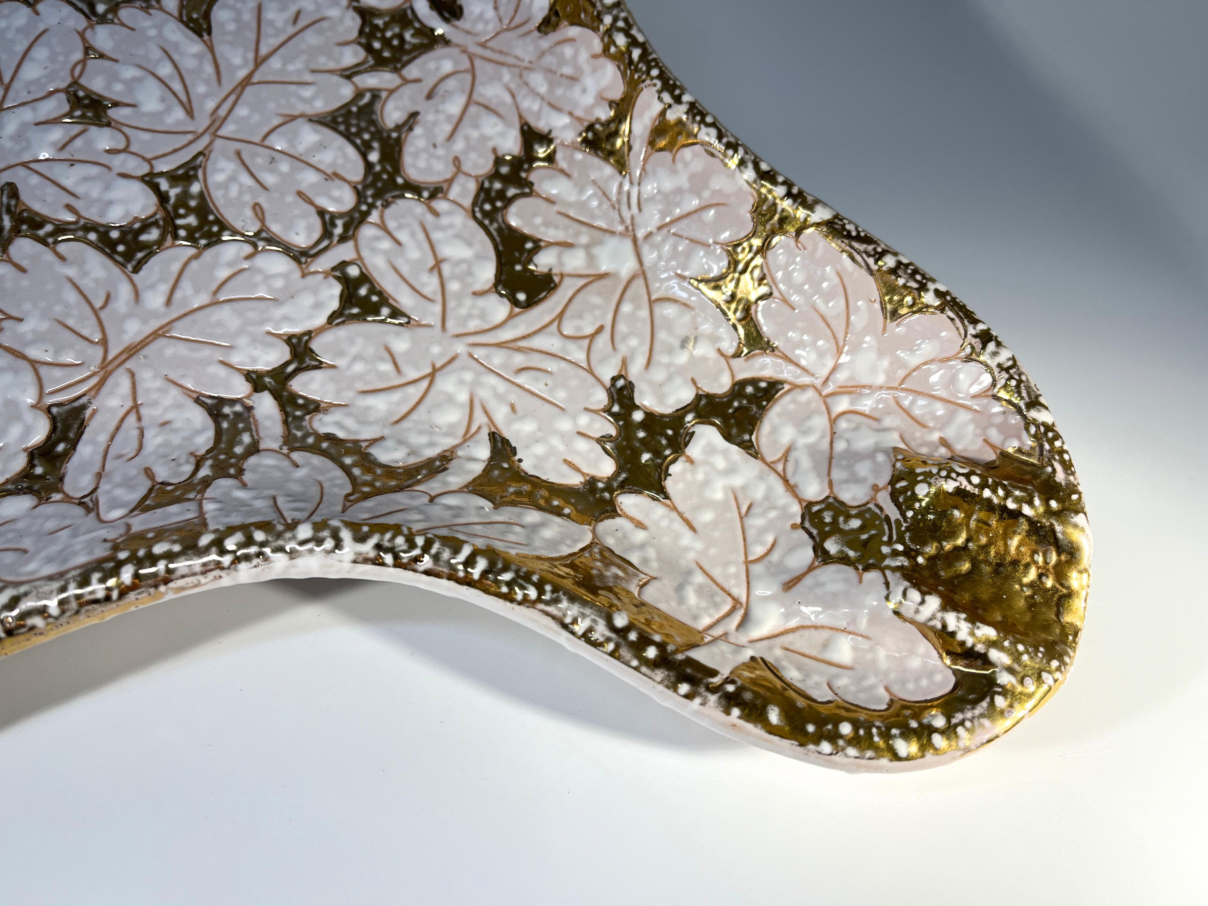 Fabulously Continental Gold Enamel Textured Glaze Ceramic Italian Table Ashtray For Sale 3