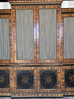 Fabulously faux painted breakfront bookcase with coral interior