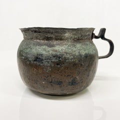 Fabulously Patinated Rustic Handmade Copper Cup Antique Mug + Sculptural Handle
