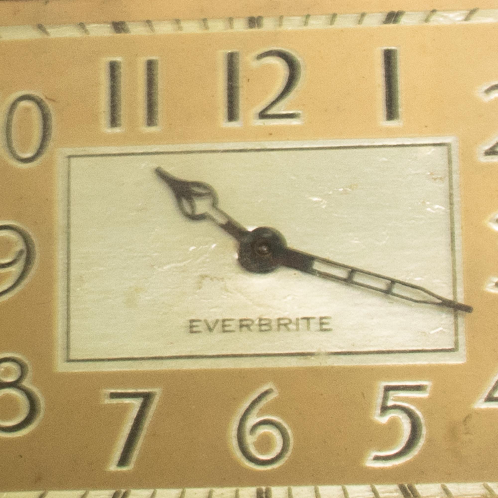 EVERBRITE Desk Clock Distressed Leather Modern 1950s Vintage 1