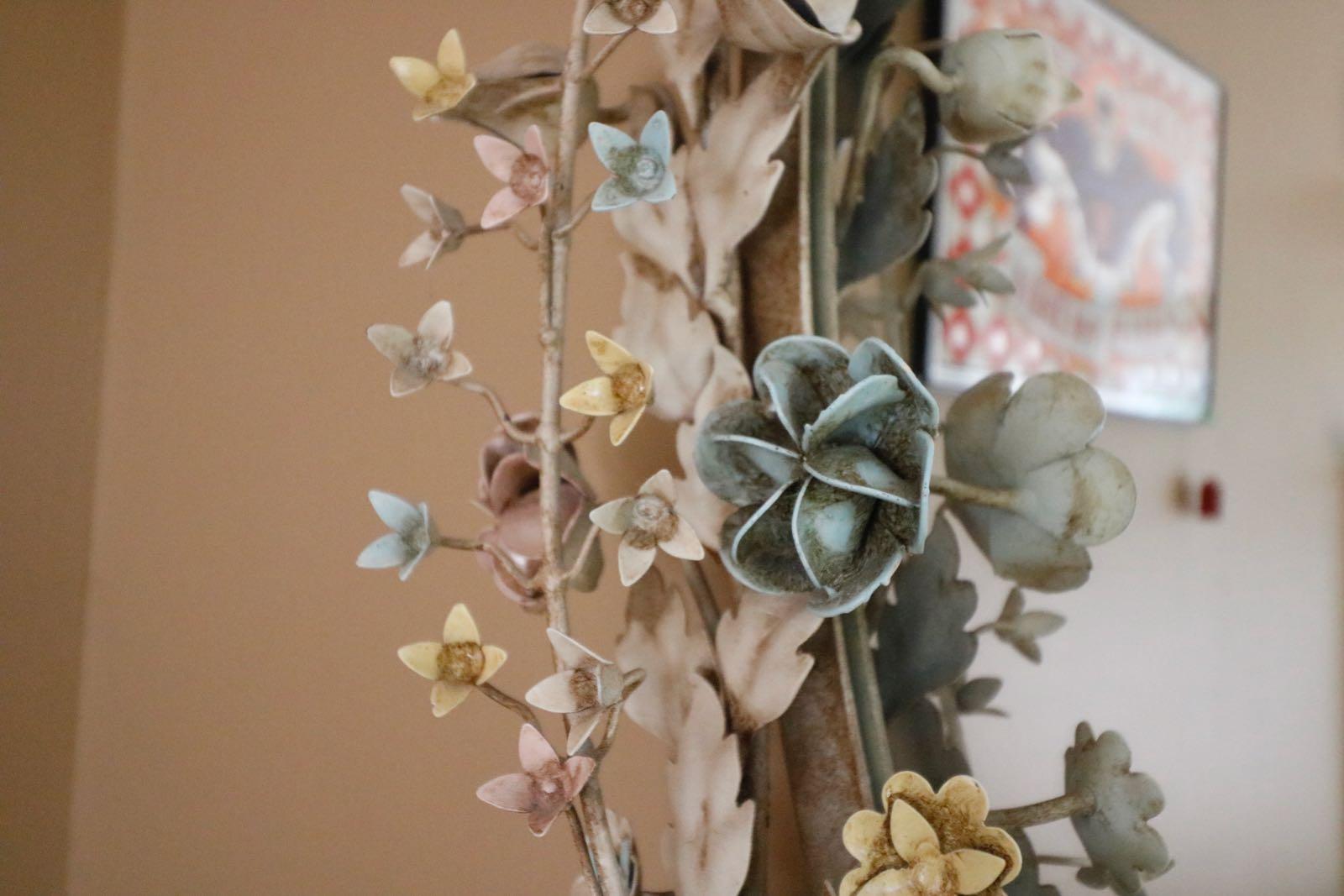 French Provincial Fabulously Vintage French Shabby Chic Flower Mirror Pastel Flowers Adorn