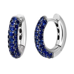Fabuous Every Day Blue Sapphire Hoop Earrings for Her