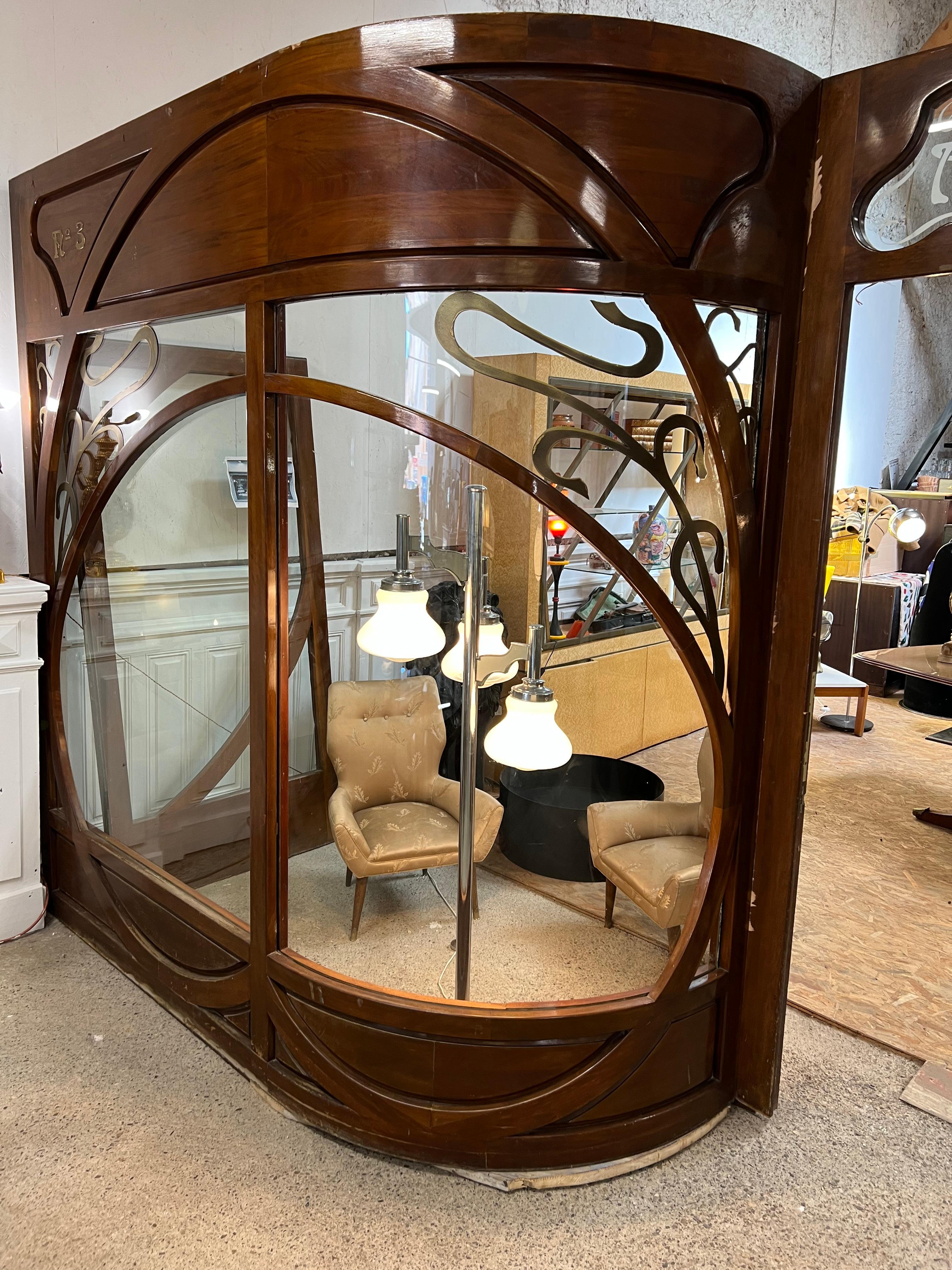 Glass Facade of Art Nouveau Store in Mahogany, 1886 For Sale