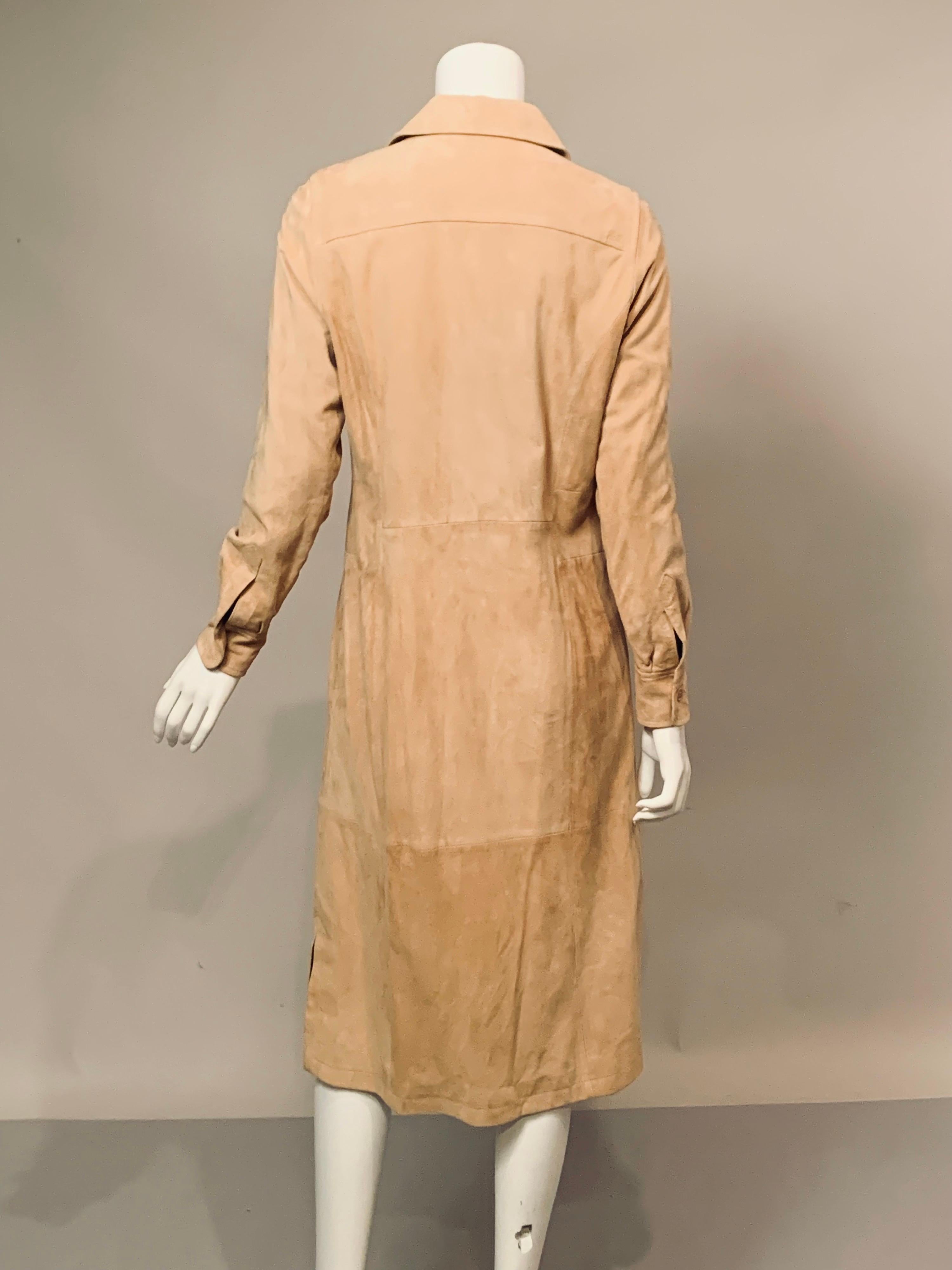 Facconable Light Tan Suede Dress or Coat Dress In Excellent Condition In New Hope, PA