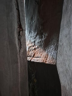 'Face 2 face' - ebonised abstract wooden sculpture