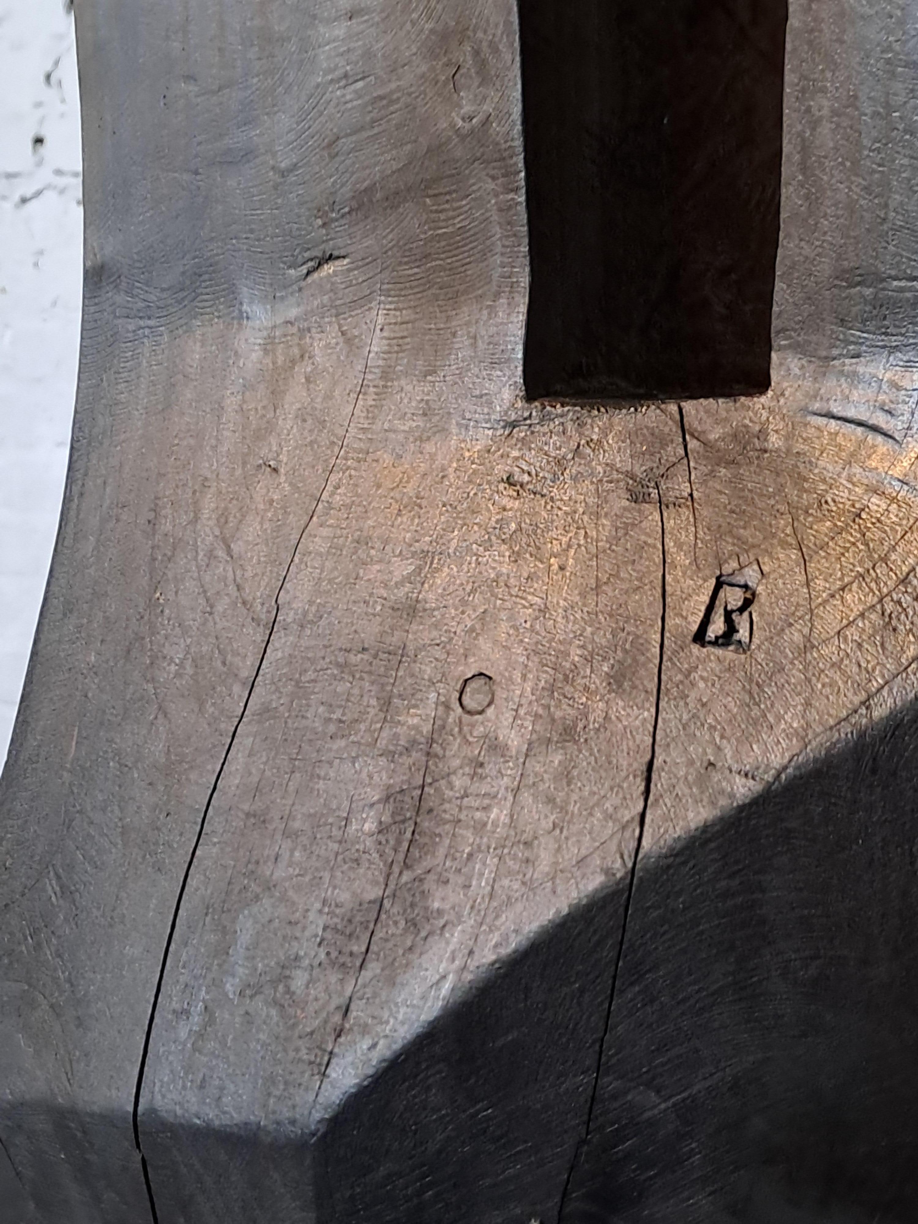 Modern 'Face 2 face' - ebonised abstract wooden sculpture For Sale