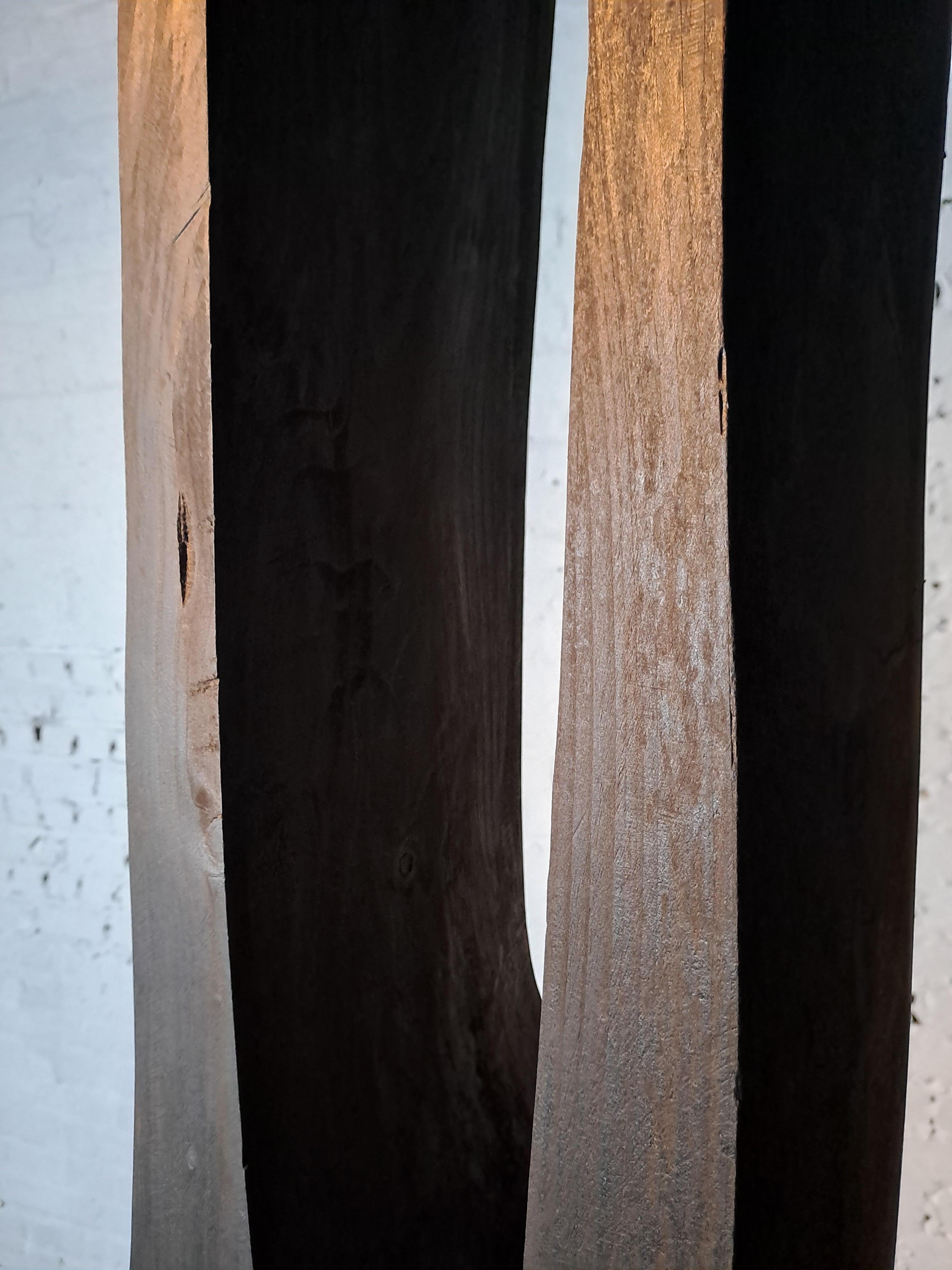 Belgian 'Face 2 face' - ebonised abstract wooden sculpture For Sale