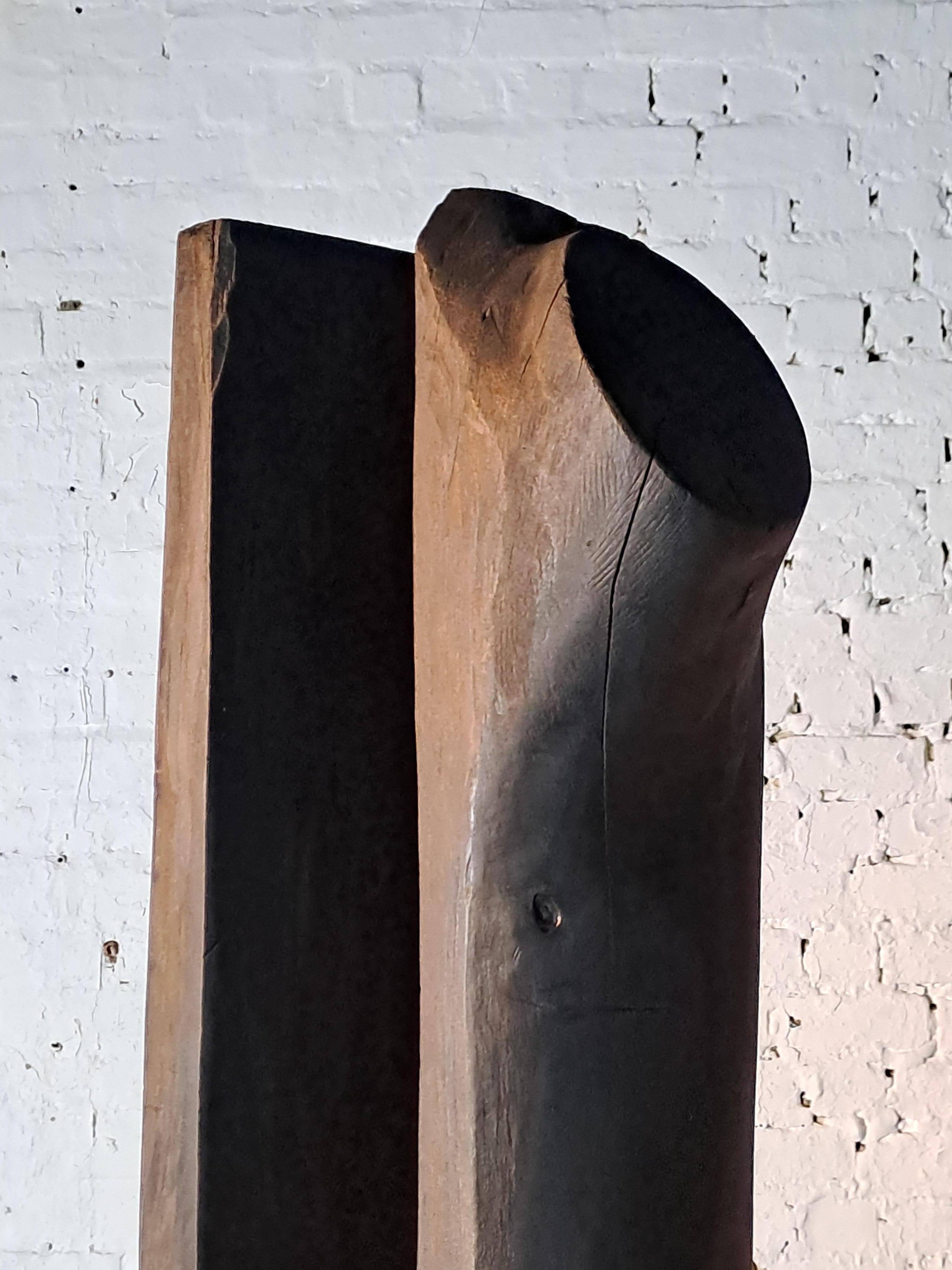 'Face 2 face' - ebonised abstract wooden sculpture In Good Condition For Sale In Haaltert, BE