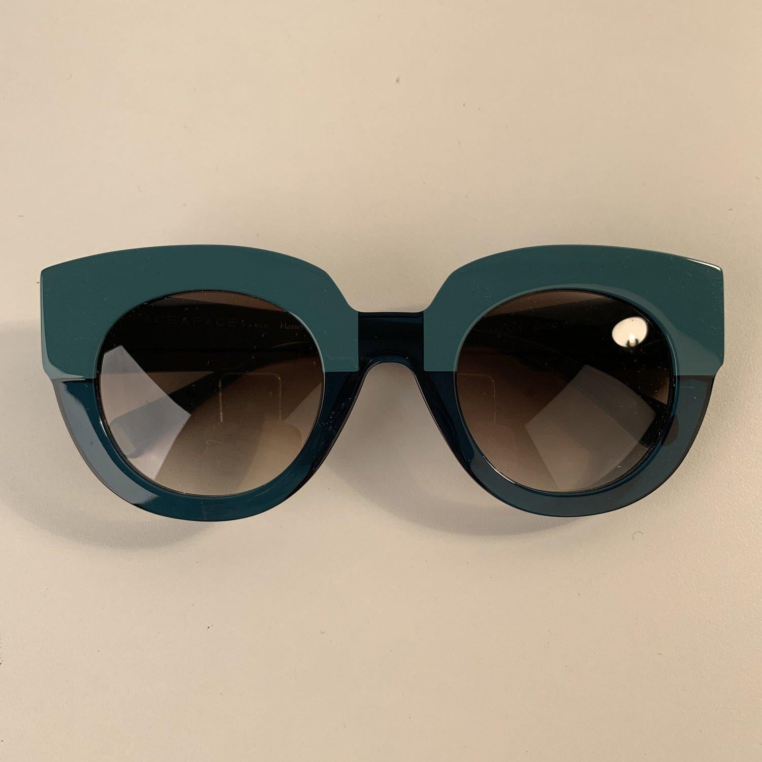 Face a Face Bicolor Sunglasses Masai 1 Duck Blue and Green with Case In Excellent Condition In Rome, Rome