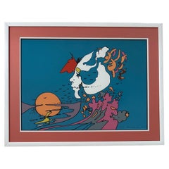 "Volto e tramonto" Serigrafia in edizione limitata di Peter Max 1972