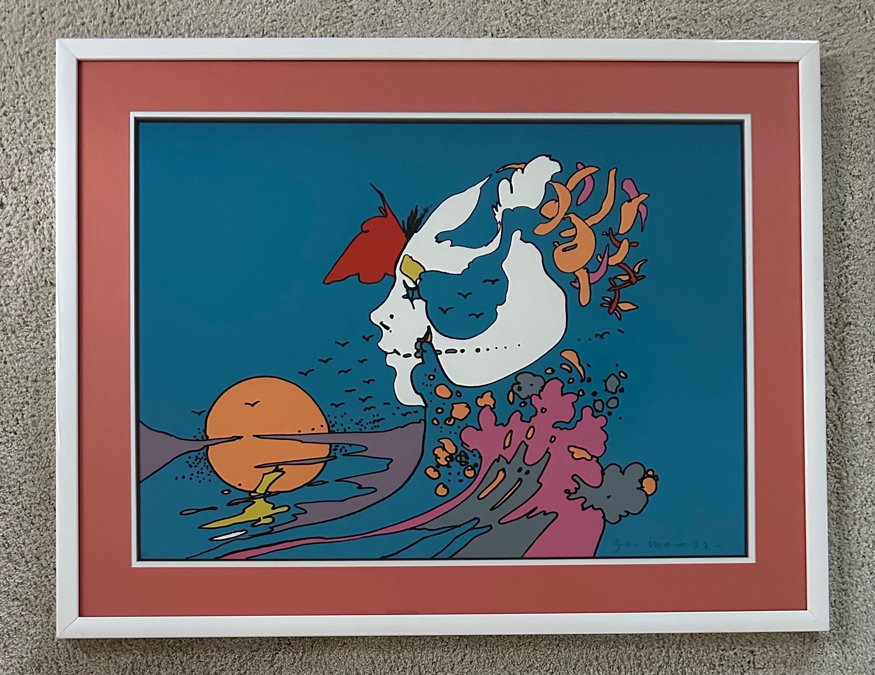 „Face and Sunset“ Serigraphie in limitierter Auflage von Peter Max 1972 (Expressionismus) im Angebot