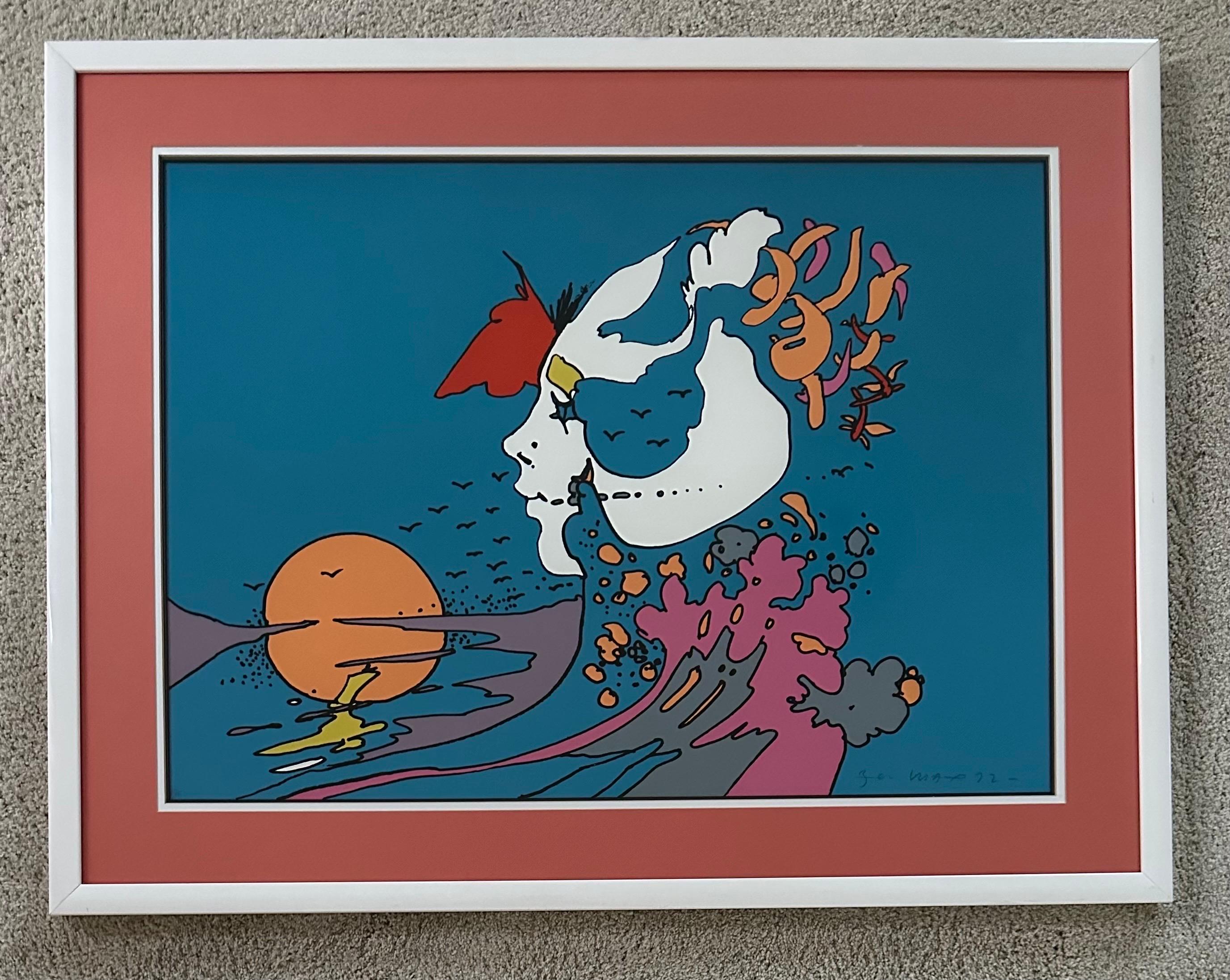 „Face and Sunset“ Serigraphie in limitierter Auflage von Peter Max 1972 (amerikanisch) im Angebot
