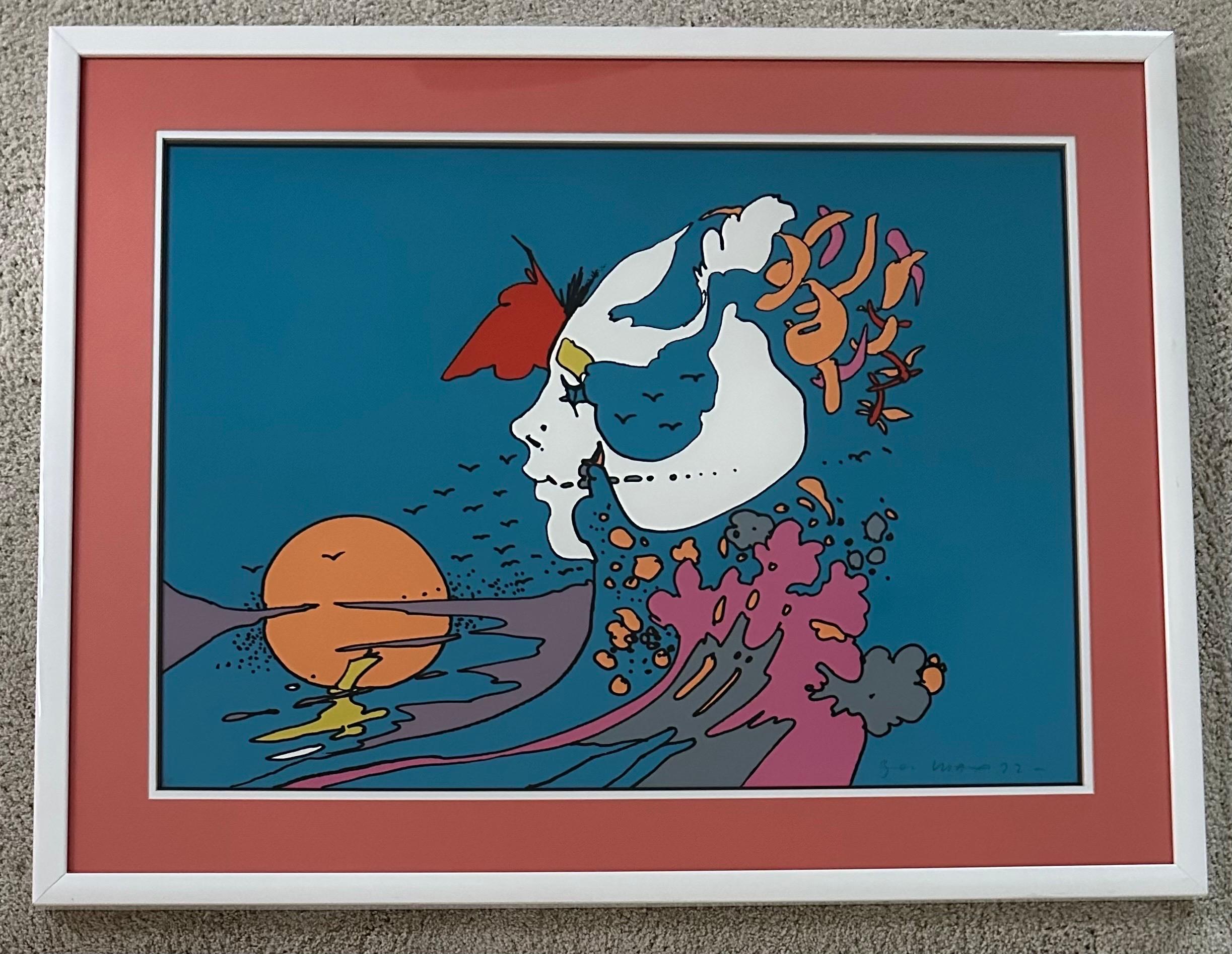 „Face and Sunset“ Serigraphie in limitierter Auflage von Peter Max 1972 im Zustand „Gut“ im Angebot in San Diego, CA