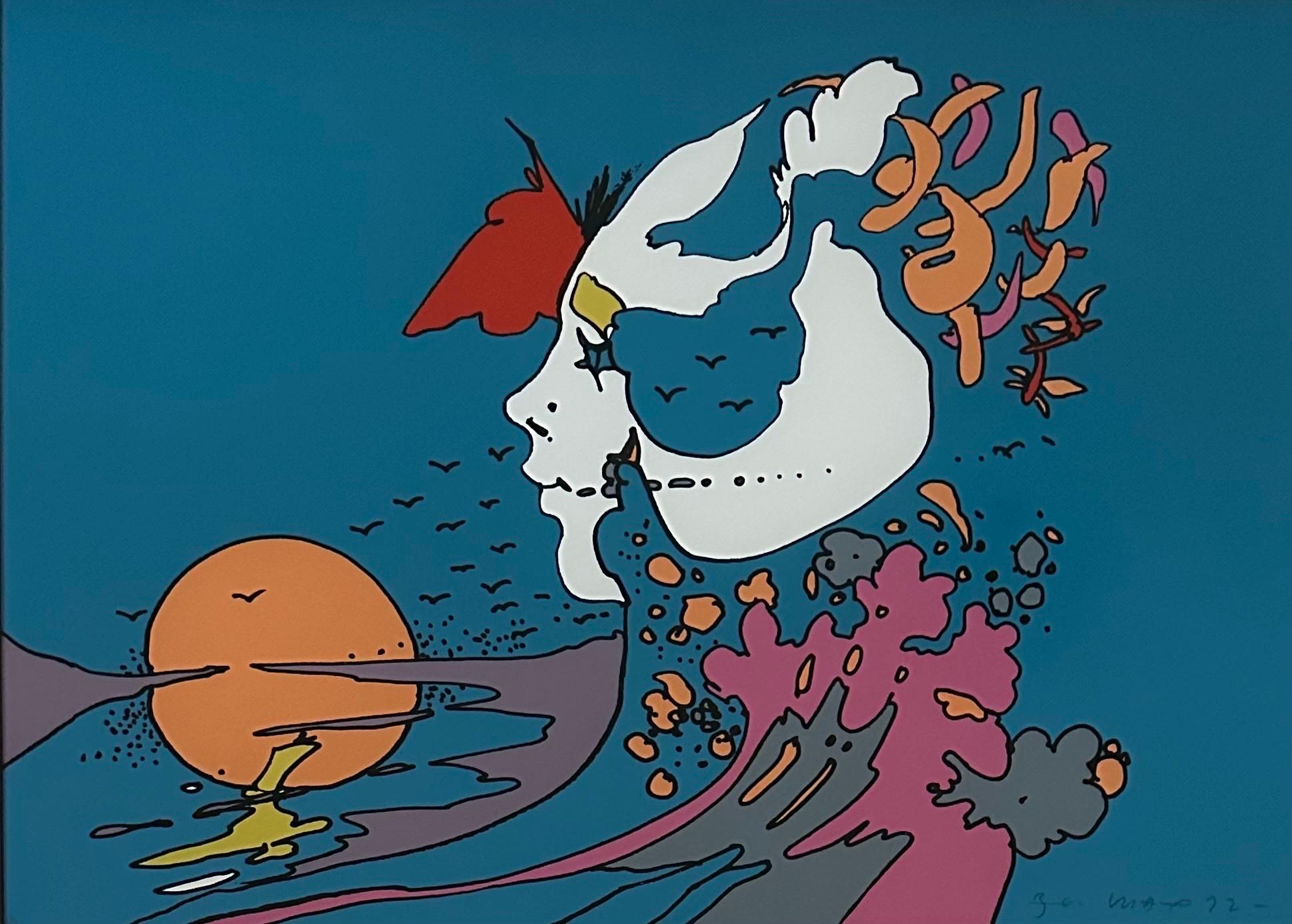 „Face and Sunset“ Serigraphie in limitierter Auflage von Peter Max 1972 (20. Jahrhundert) im Angebot