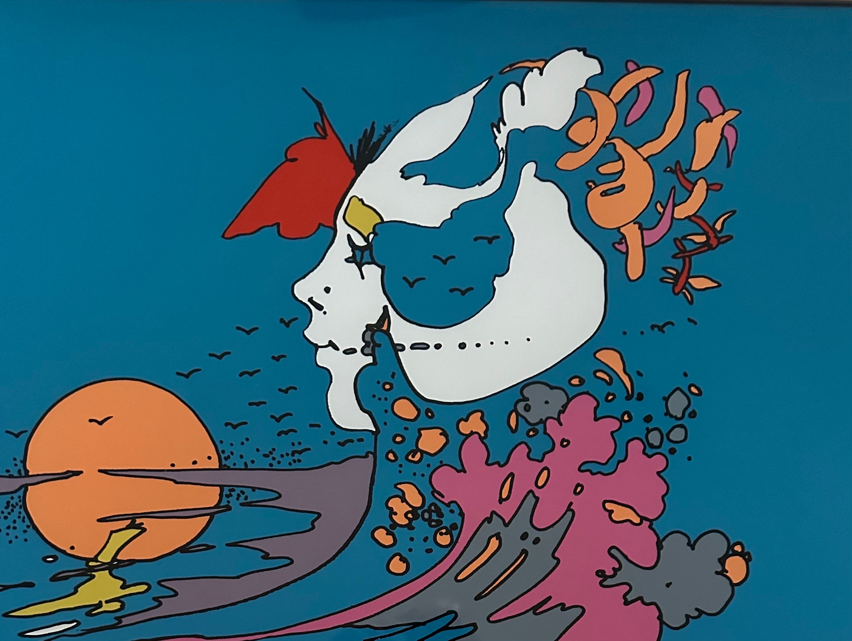 „Face and Sunset“ Serigraphie in limitierter Auflage von Peter Max 1972 im Angebot 1