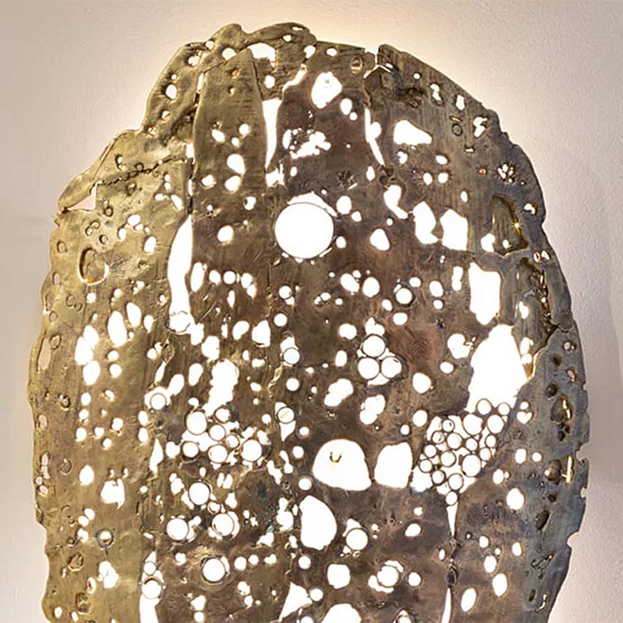 French Face Bronze Wall Lamp For Sale