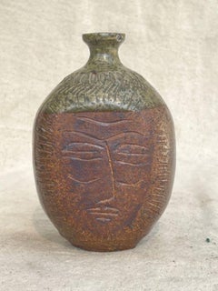 Handcrafted Ceramic Stoneware Face Bud Vase by E. Harris