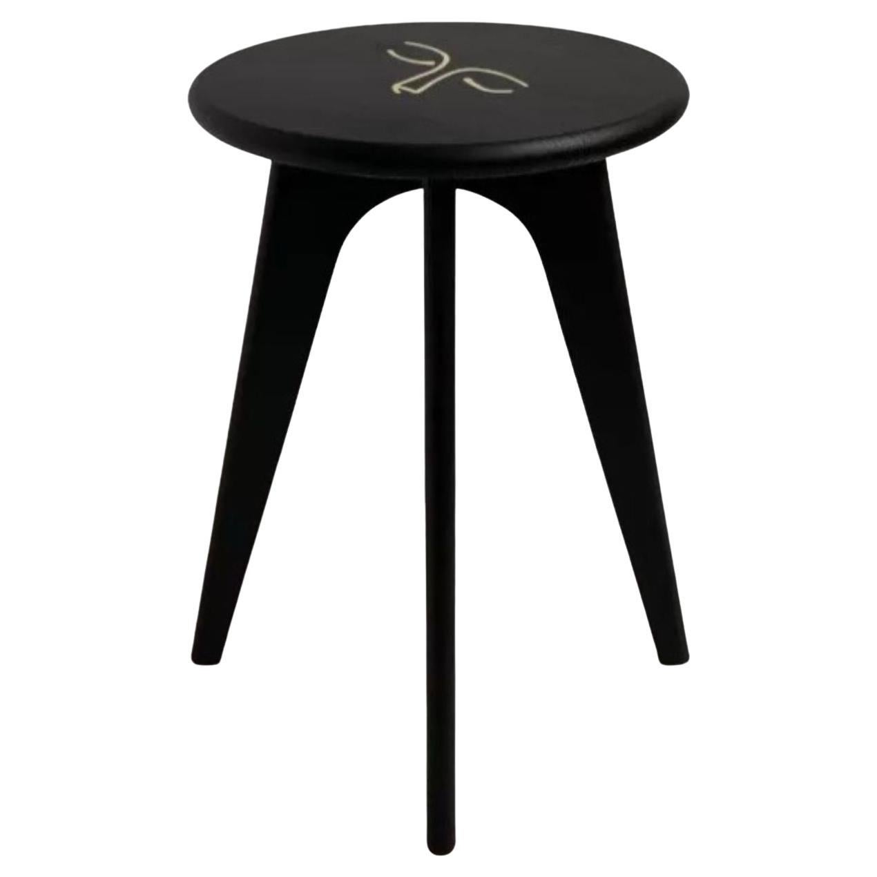 Face Design Black Stained Ash ASSY Stool by Mademoiselle Jo For Sale